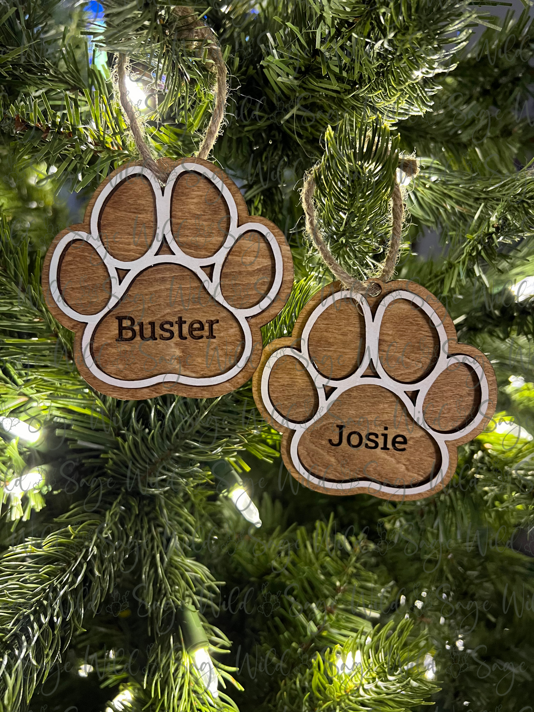 Paw Print Wooden Ornament